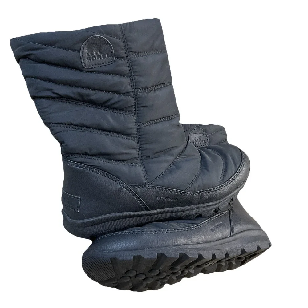 Sorel Whitney Waterproof Puff Winter Snow Boots Youth 3‎ Black Insulated Cold